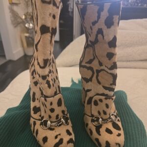 Gucci Leopard Print Women’s Ankle-High Boot with Horsebit Accent